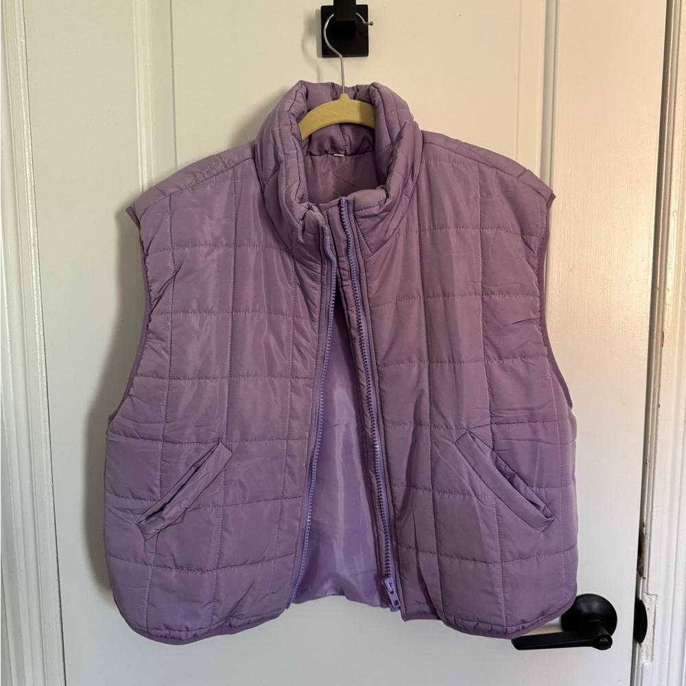 Amazon Purple Quilted Vest with Stand-Up Collar